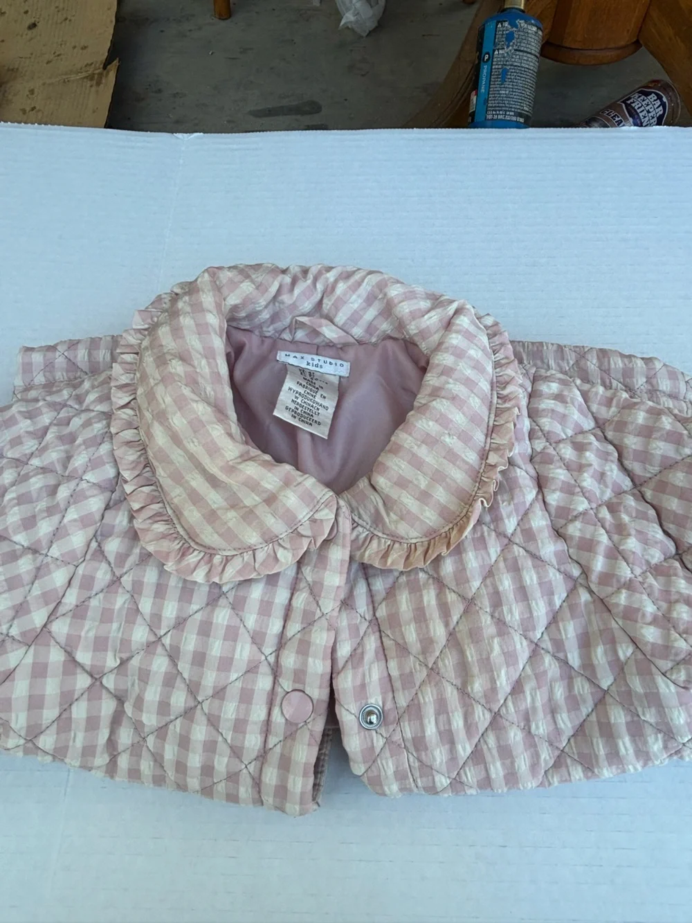 Max Studio Pink and Cream Gingham Quilted Jacket